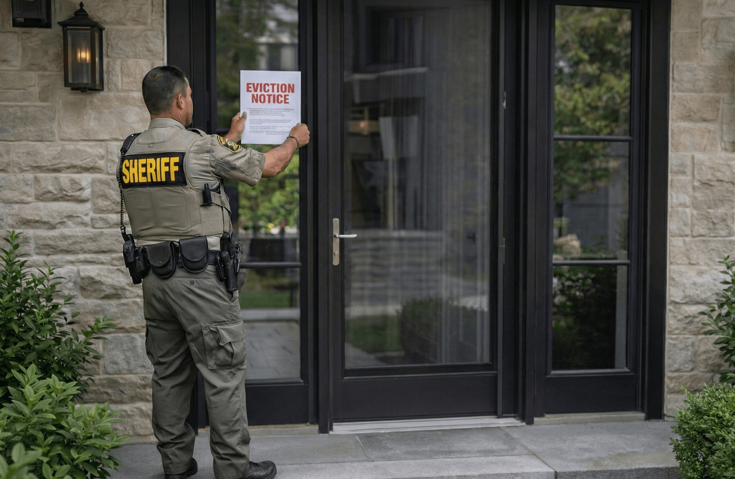 Eviction notice being posted